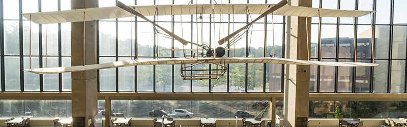 photo of the wright b flyer in dunbar library